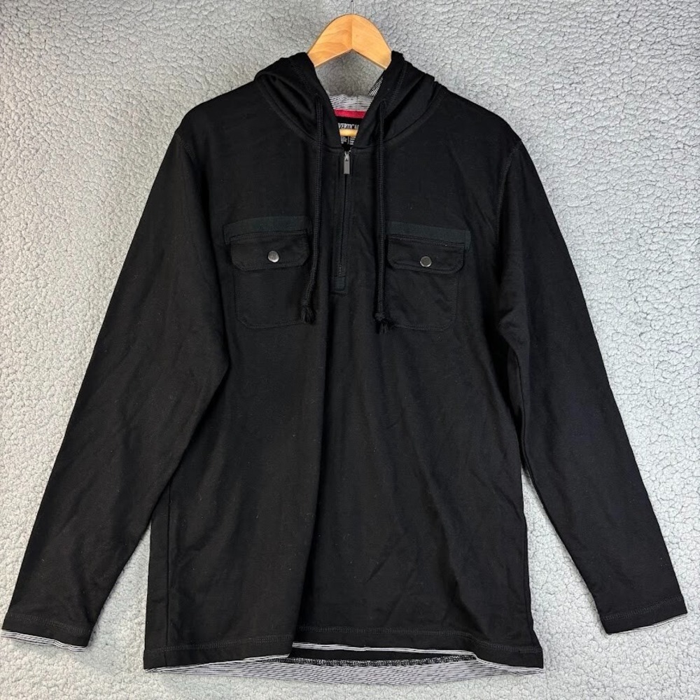 Vertical Sport Full Zip Hoodie Sweatshirt Mens Size XL Black Pockets